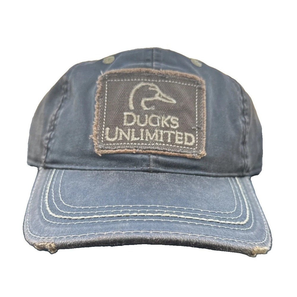Ducks Unlimited Cap Baseball Hat Oiled Look Dark Brown Distressed Mens New